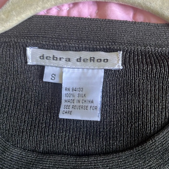 Olive Green Silk Lined Debra Deroo Blouse - Picture 2 of 6